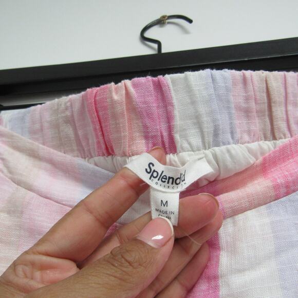 Splendid Pink Pastel Striped Linen Blend Sunset Pull On Medium Maxi Skirt NEW - Picture 4 of 8